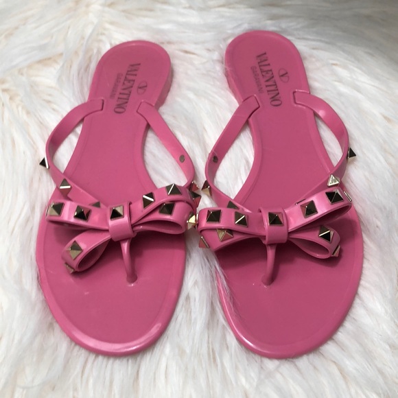 Valentino Shoes - Valentino Rockstud Pink Jelly Sandals